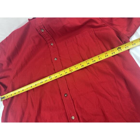 Eddie Bauer Men's XL Heavy Cotton Red Button Up Flap Front Pockets Cottagecore - Picture 10 of 11